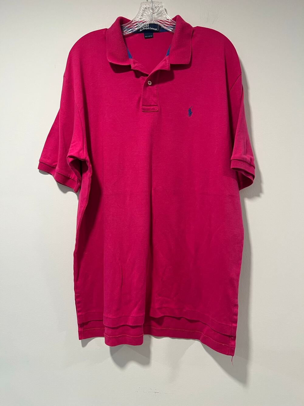 Polo Ralph Lauren 100% Soft Cotton Collared Shirt Fuchsia Pink Size Large JL